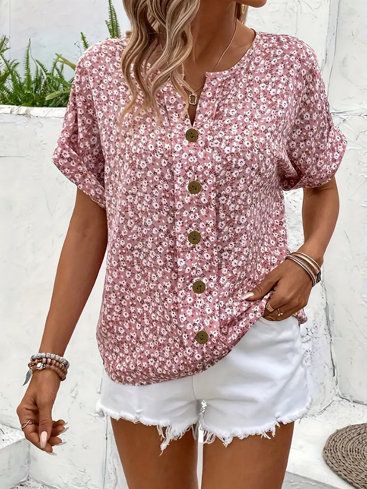 Charis | Floral Button-Up Blouse