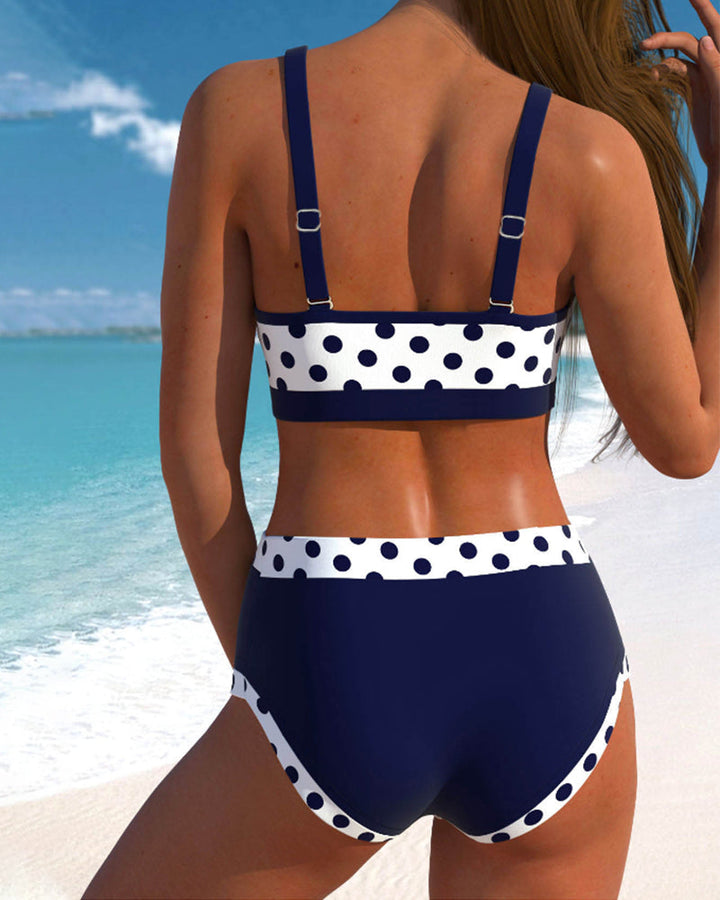 Isabella | Patchwork bikini with high waist and dots