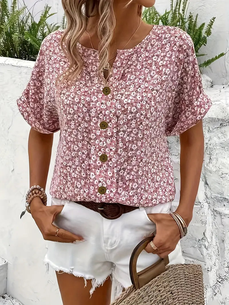 Charis | Floral Button-Up Blouse