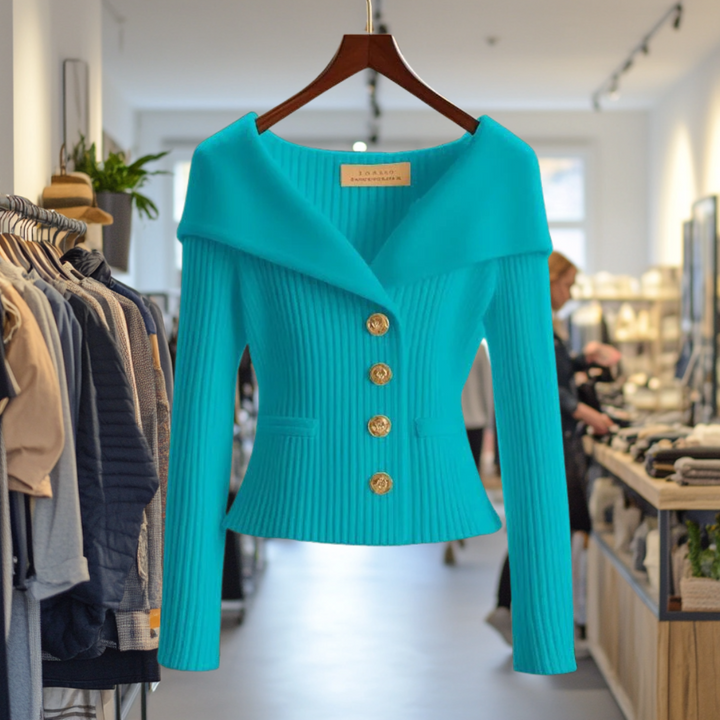 Catherine™ | Elegant rib-knit statement cardigan