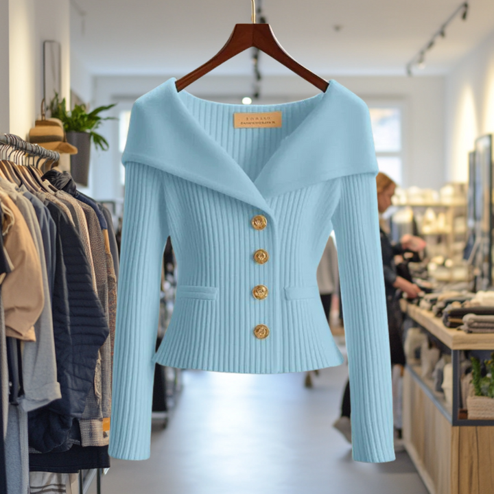 Catherine™ | Elegant rib-knit statement cardigan