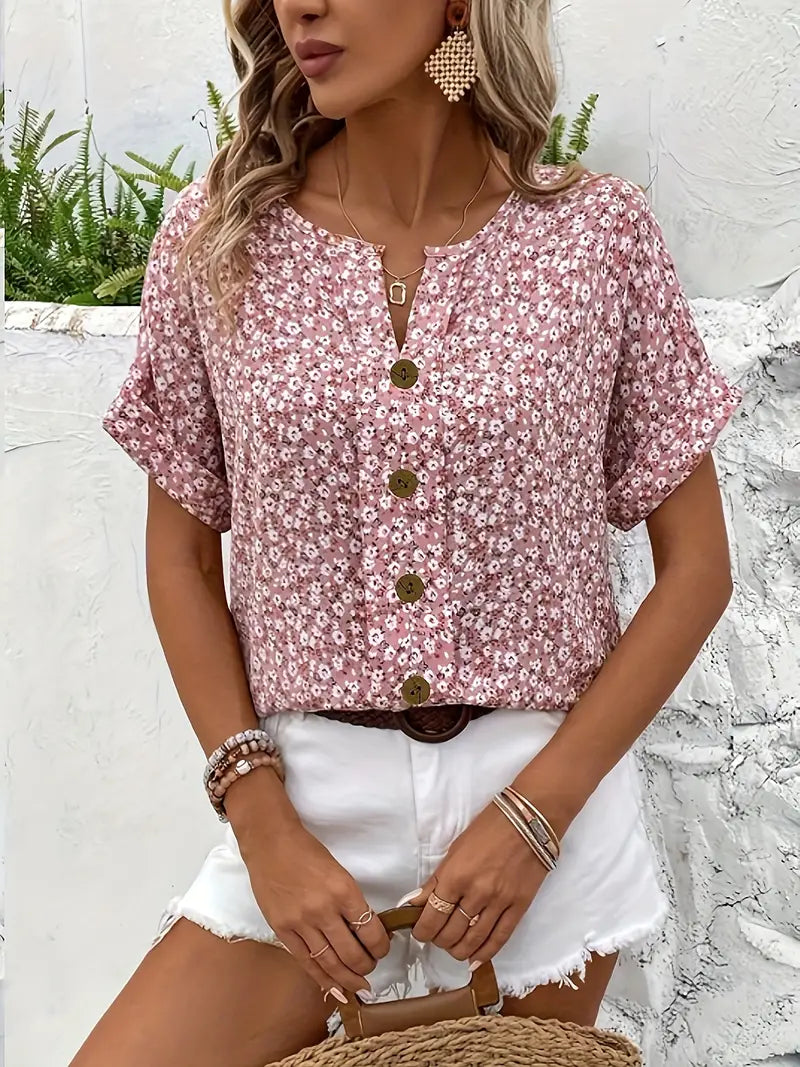 Charis | Floral Button-Up Blouse