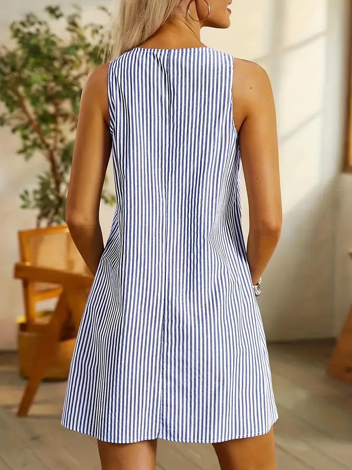 Selene | Sleeveless striped knee-length dress