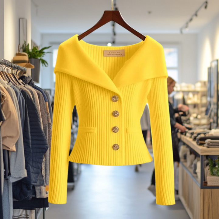 Catherine™ | Elegant rib-knit statement cardigan