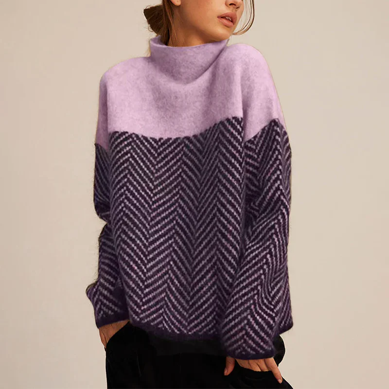 Rowena | Two-tone Turtleneck Sweater