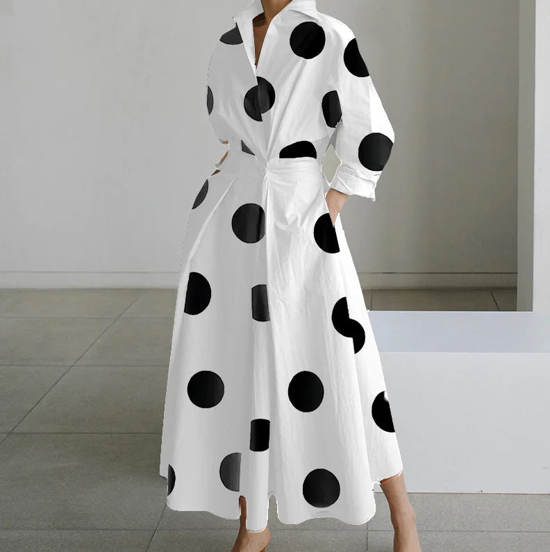 White - black dots / 2XL