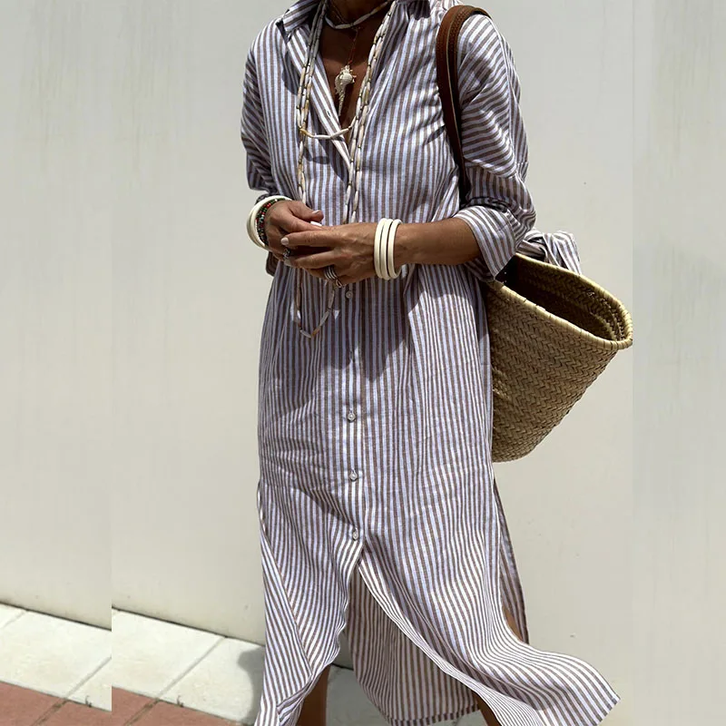 Grace | Elegant Striped Shirt Dress