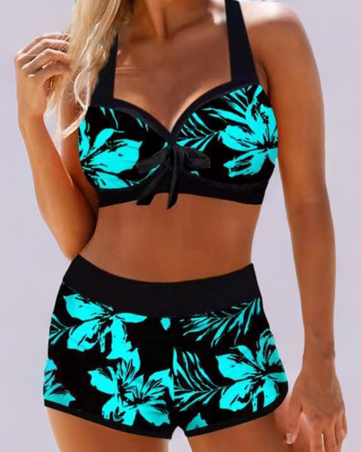 Olivia | High waist swimsuit with floral print