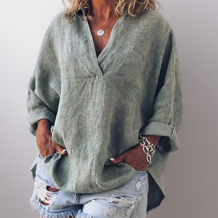 Anne┃Comfortable Long Sleeve Blouse V-Neck