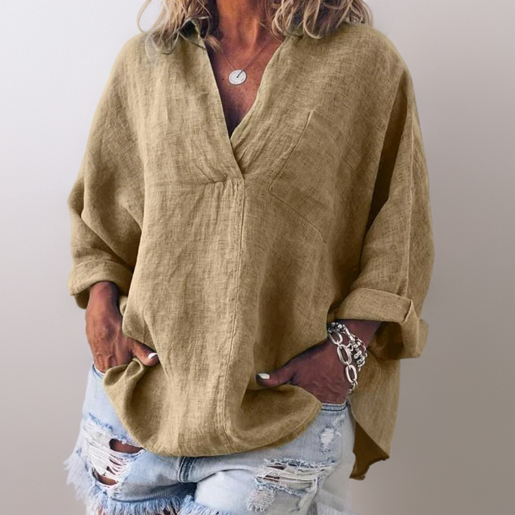 Anne┃Comfortable Long Sleeve Blouse V-Neck