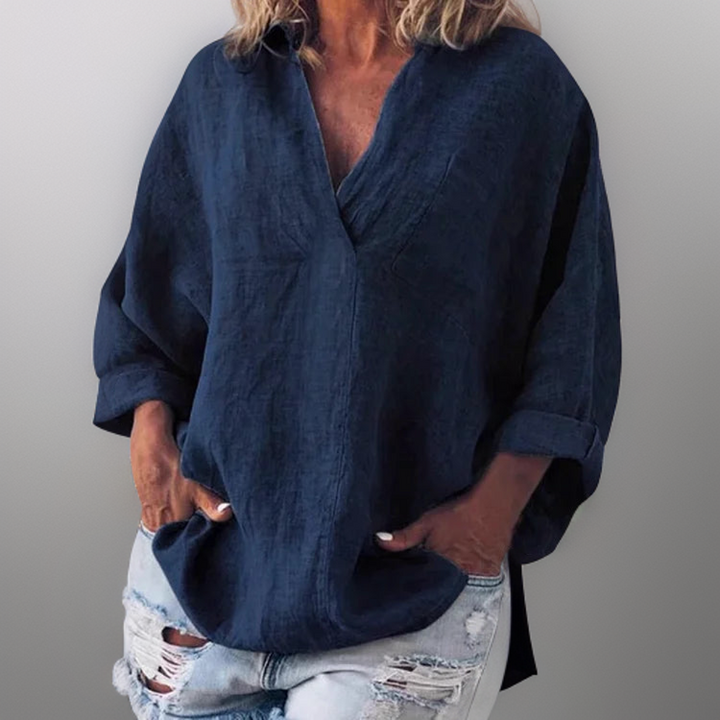 Anne┃Comfortable Long Sleeve Blouse V-Neck