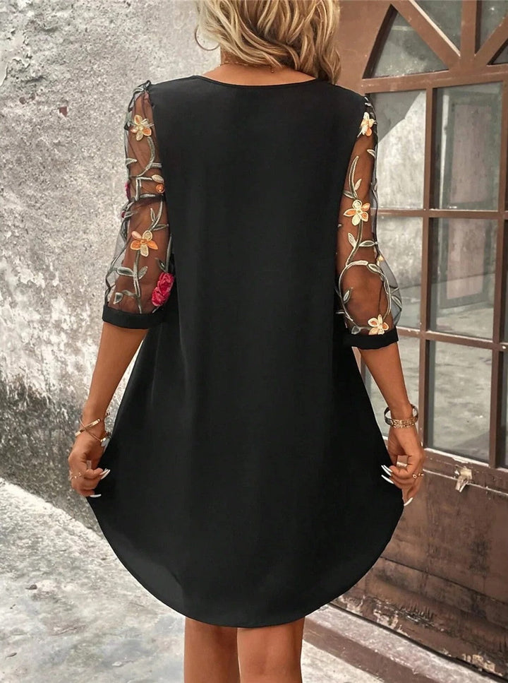 Mattie™ | Elegant Sheer-Sleeve Mini Dress